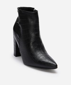 bota cano curto feminina croco vizzano preta