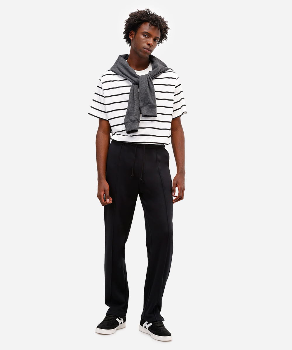 calça jogger masculina de moletom sem felpa preta