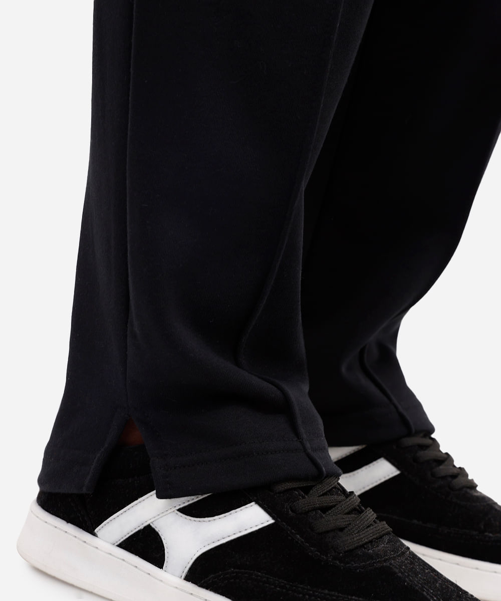 calça jogger masculina de moletom sem felpa preta