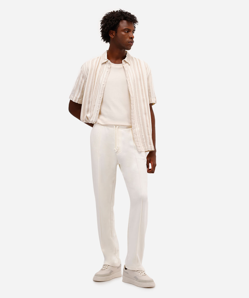 calça jogger masculina de moletom sem felpa off white