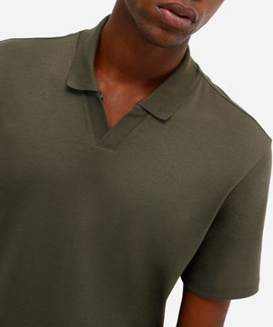 polo masculina de algodão peruano manga curta verde