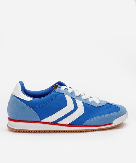 tênis casual com recortes bicolor azul