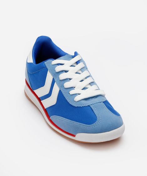tênis casual com recortes bicolor azul