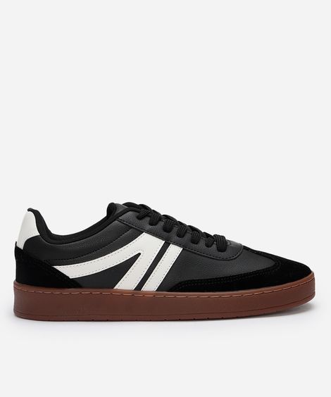 tênis casual com recortes bicolor preto