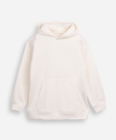 blusão juvenil de moletom oversized com capuz off white