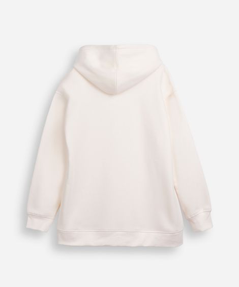 blusão juvenil de moletom oversized com capuz off white