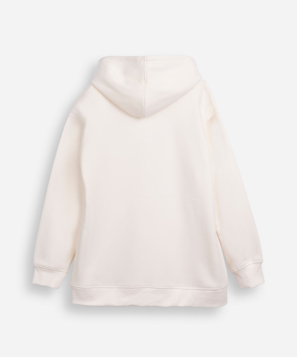 blusão juvenil de moletom oversized com capuz off white