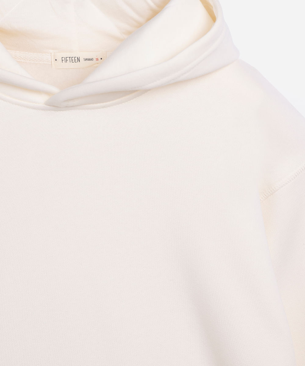 blusão juvenil de moletom oversized com capuz off white