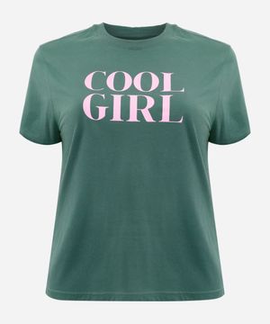 camiseta feminina de algodão cool girl mindset plus size verde