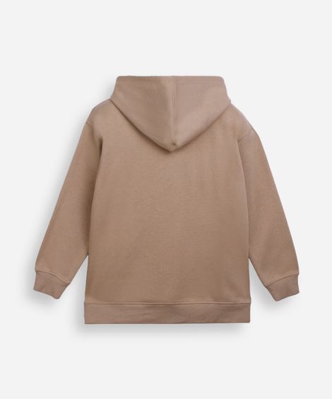 blusão juvenil de moletom oversized com capuz bege