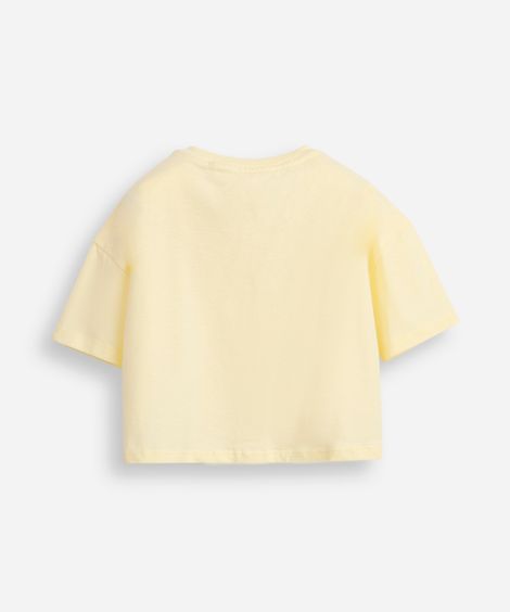 camiseta infantil manga curta floral amarela
