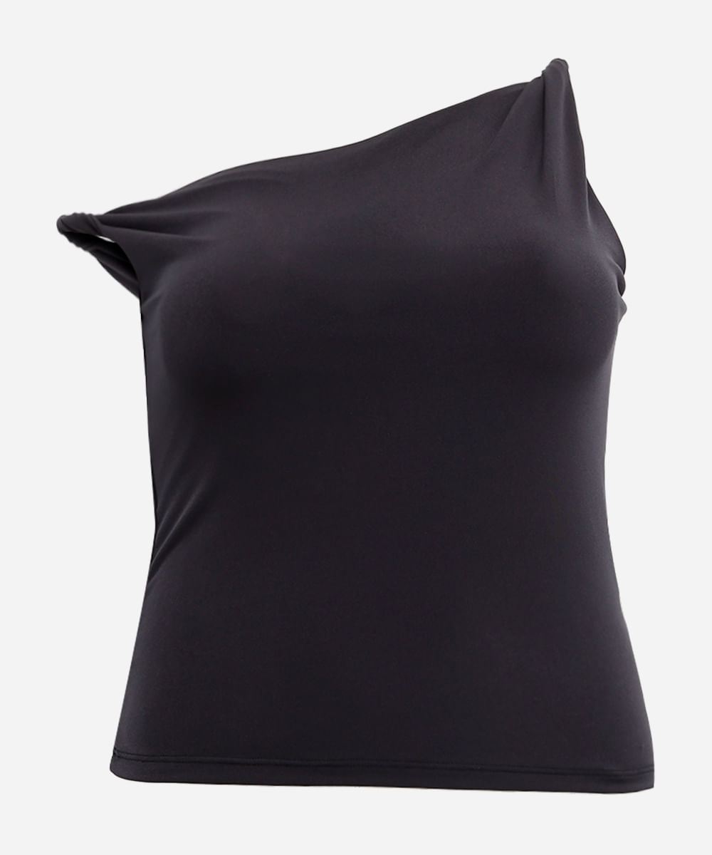blusa feminina decote assimétrico mindset plus size preta