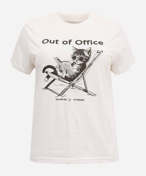 camiseta feminina de algodão out of office mindset plus size off white