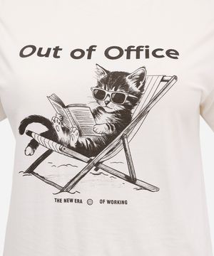 camiseta feminina de algodão out of office mindset plus size off white