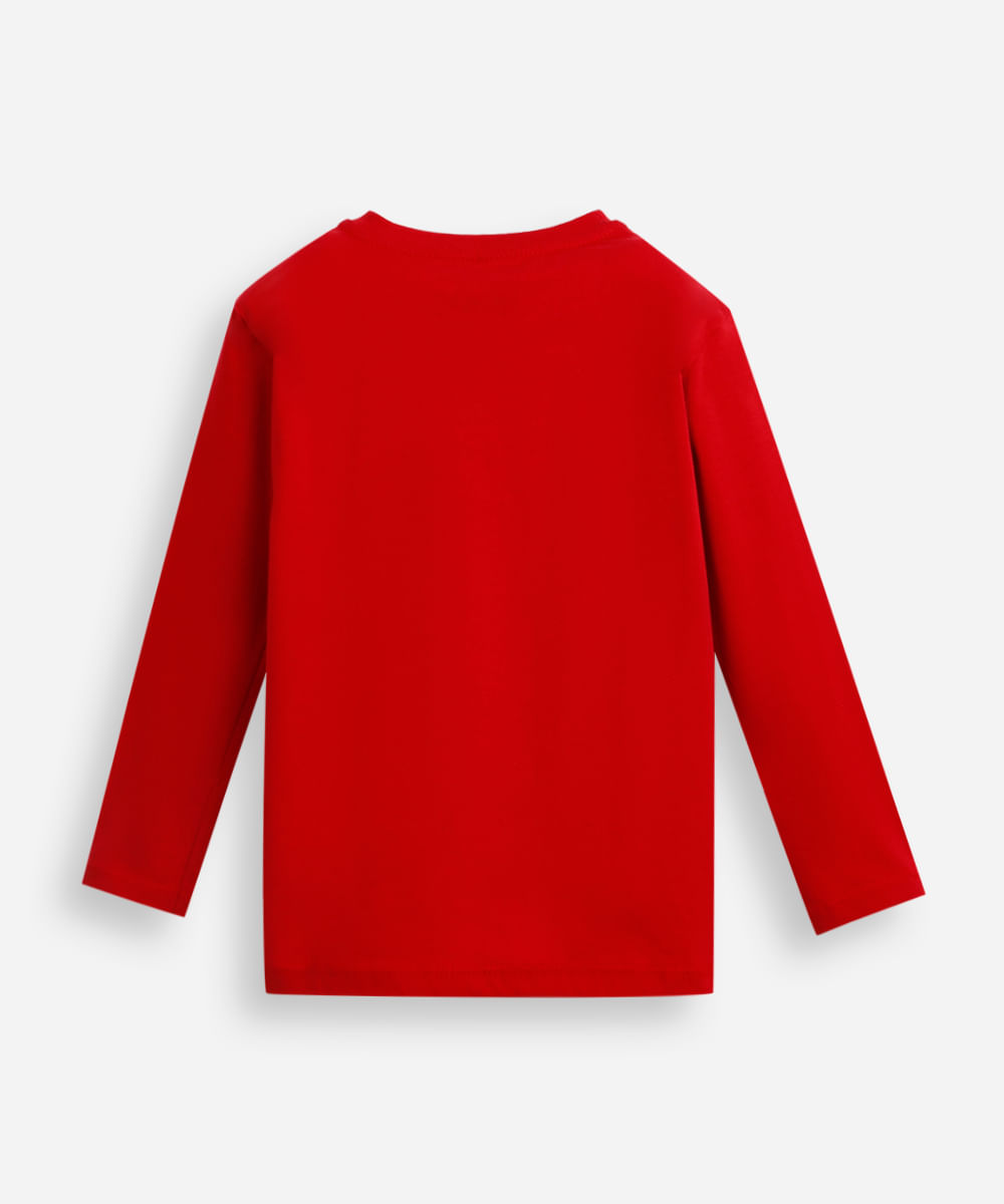 camiseta infantil de algodão athos minecraft manga longa vermelha