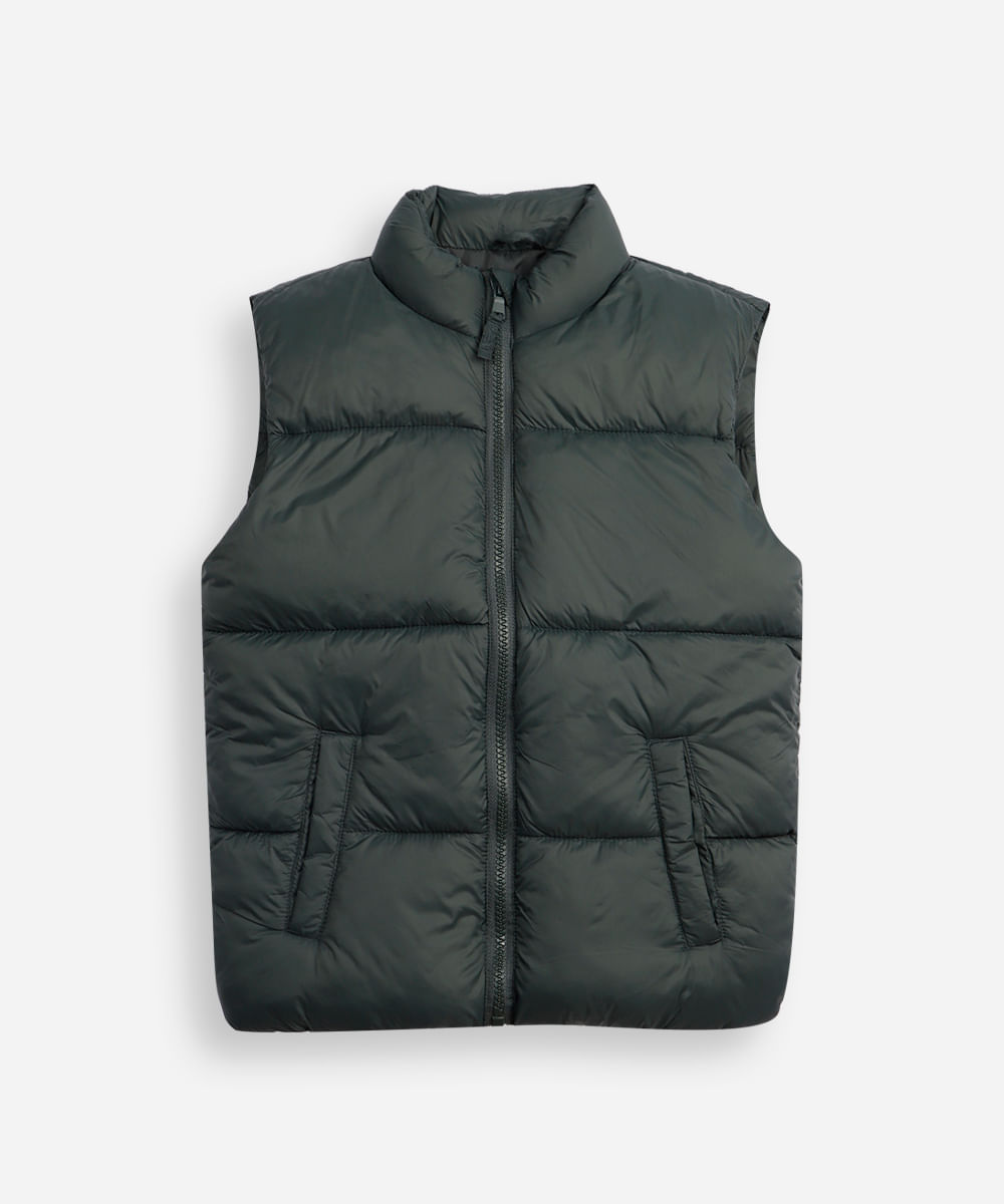 colete puffer infantil alongado verde