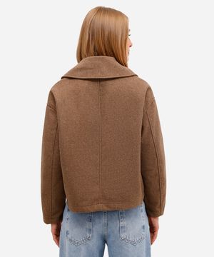 casaco feminino manga longa texturizado marrom