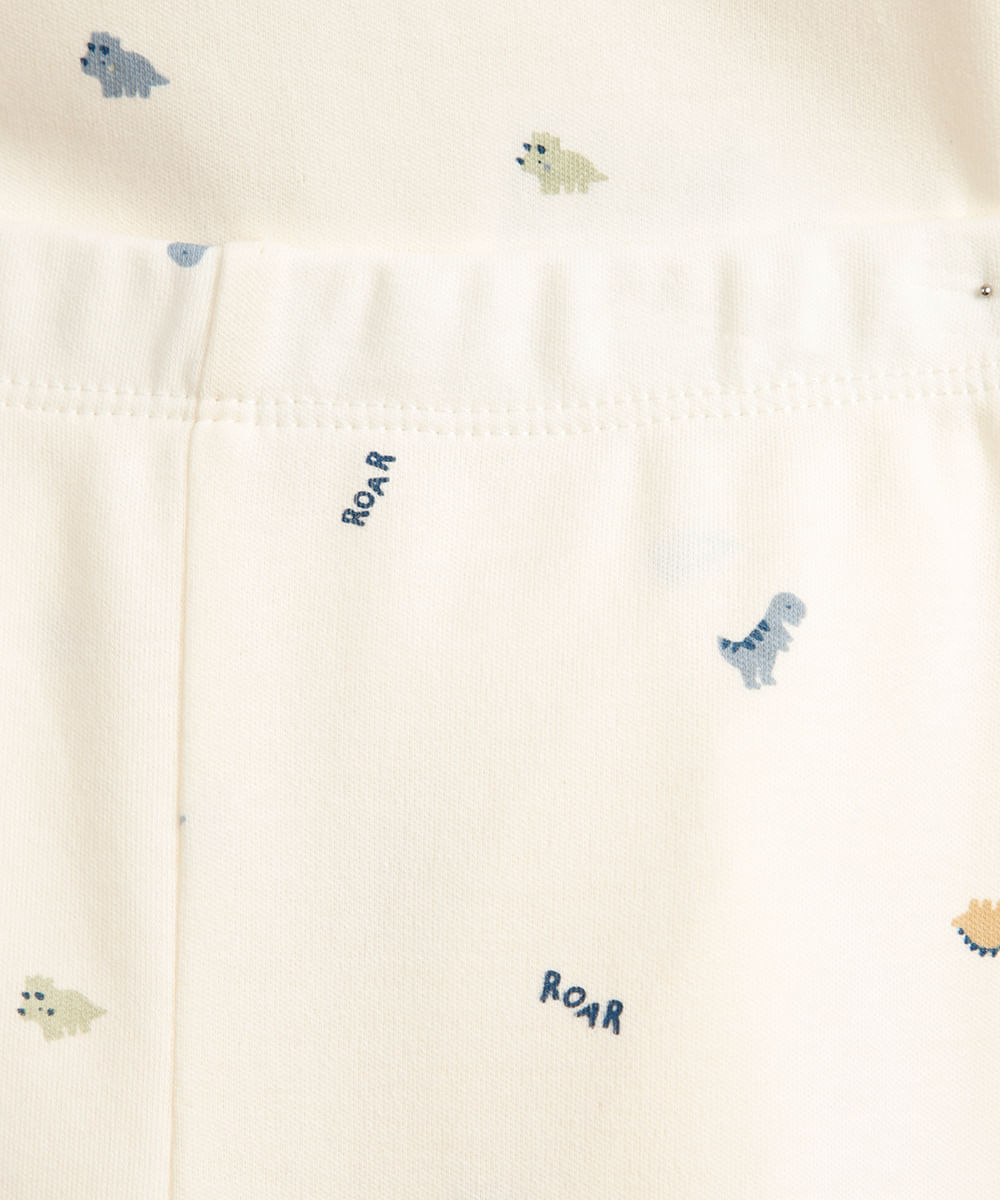 conjunto longo infantil de algodão dino off white