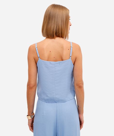 blusa feminina alça fina de viscose decote v azul