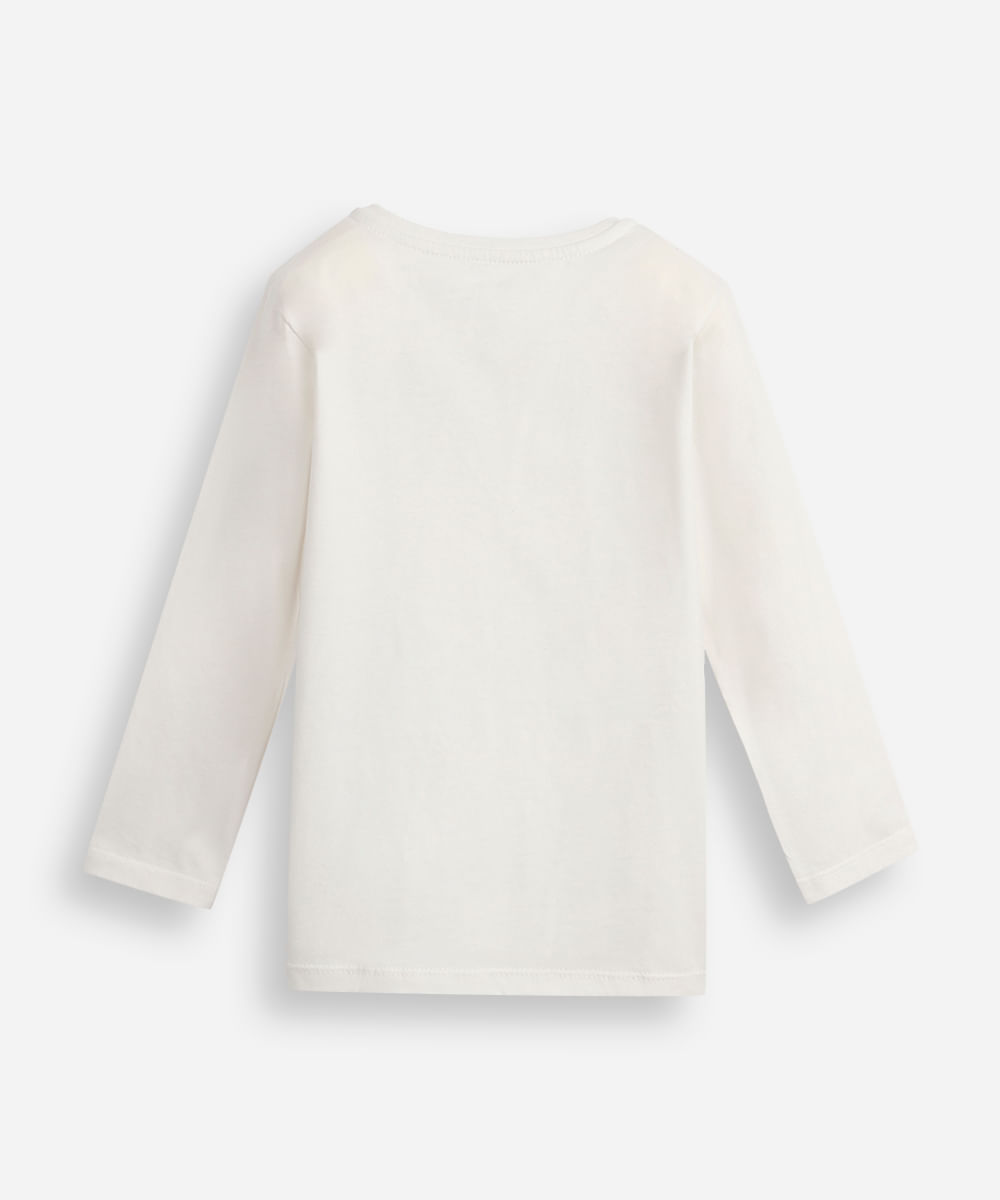 camiseta infantil de algodão manga longa bichinhos off white