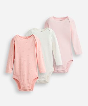 kit de 3 bodies infantis estampados colorido