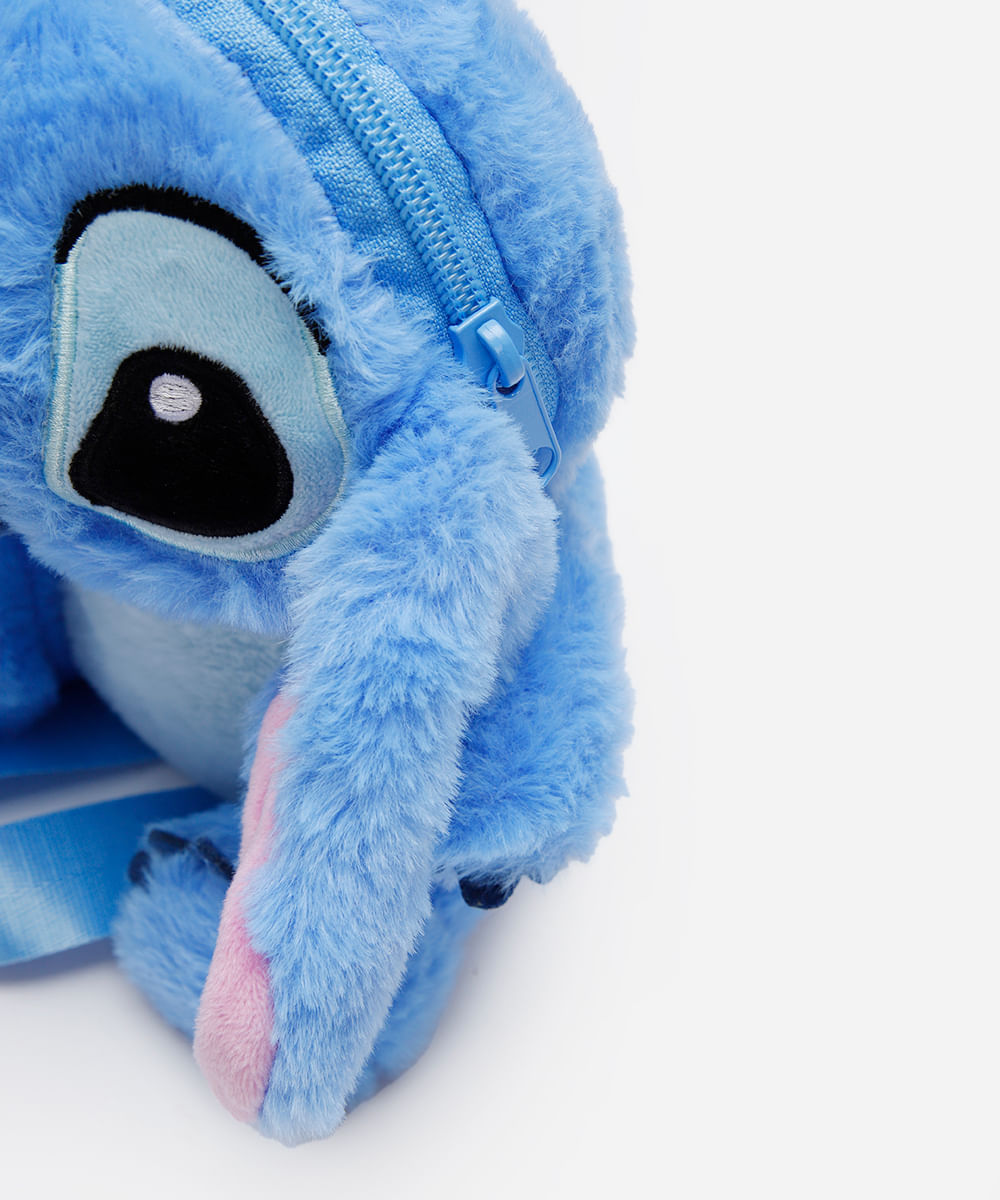 mochila infantil de pelúcia stitch azul