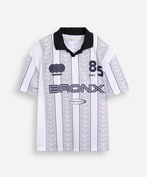 polo juvenil esportiva listrada off white