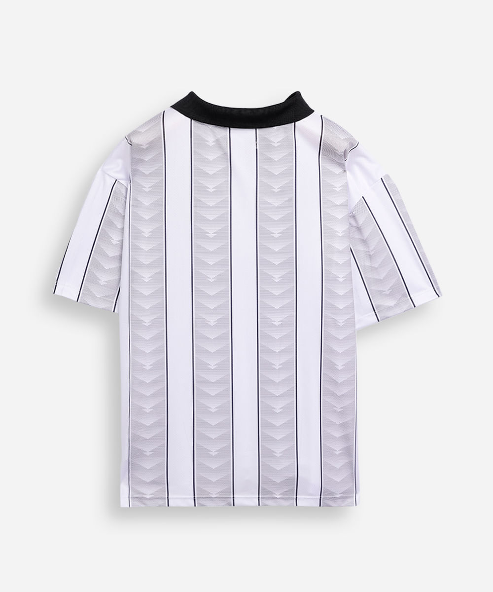 polo juvenil esportiva listrada off white