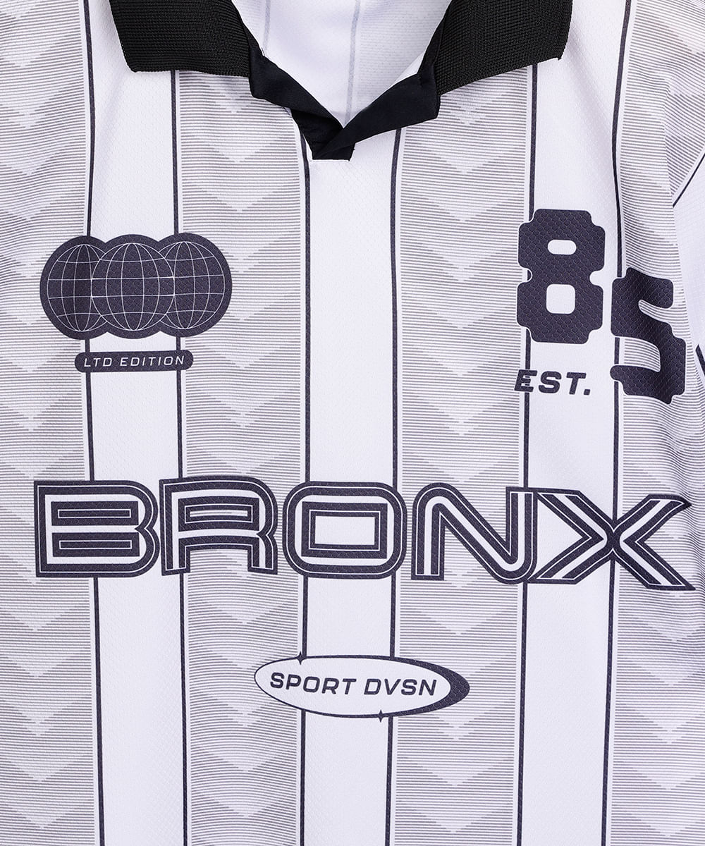 polo juvenil esportiva listrada off white