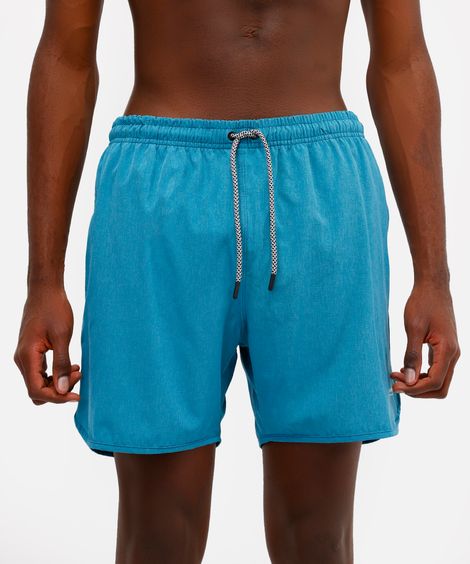 short masculino cós elástico azul