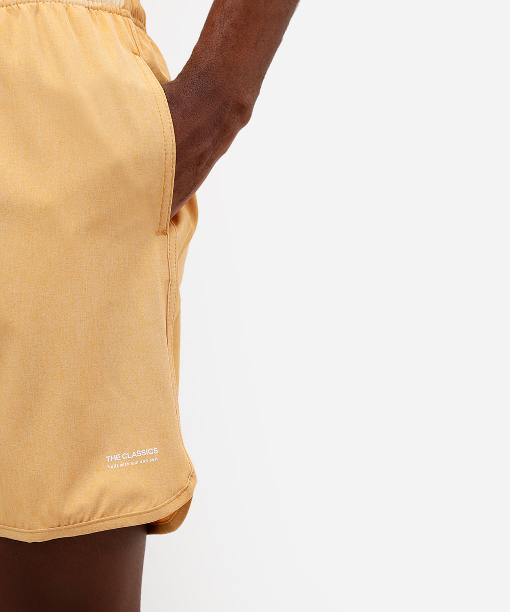 short masculino cós elástico amarelo