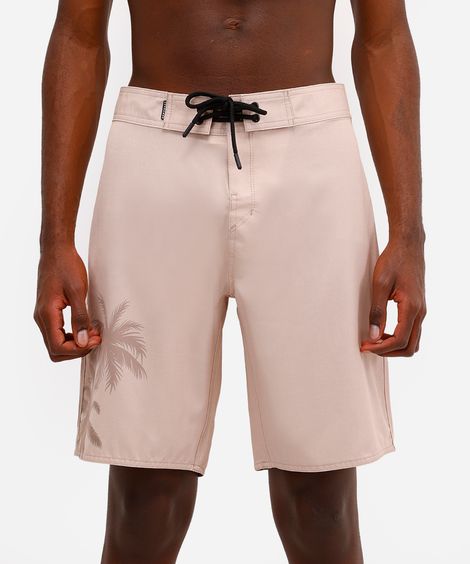 short boardshort masculino folhagem bege