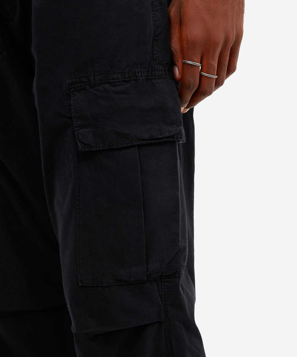 calça cargo masculina de sarja preta