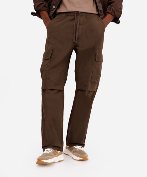 calça cargo masculina de sarja marrom