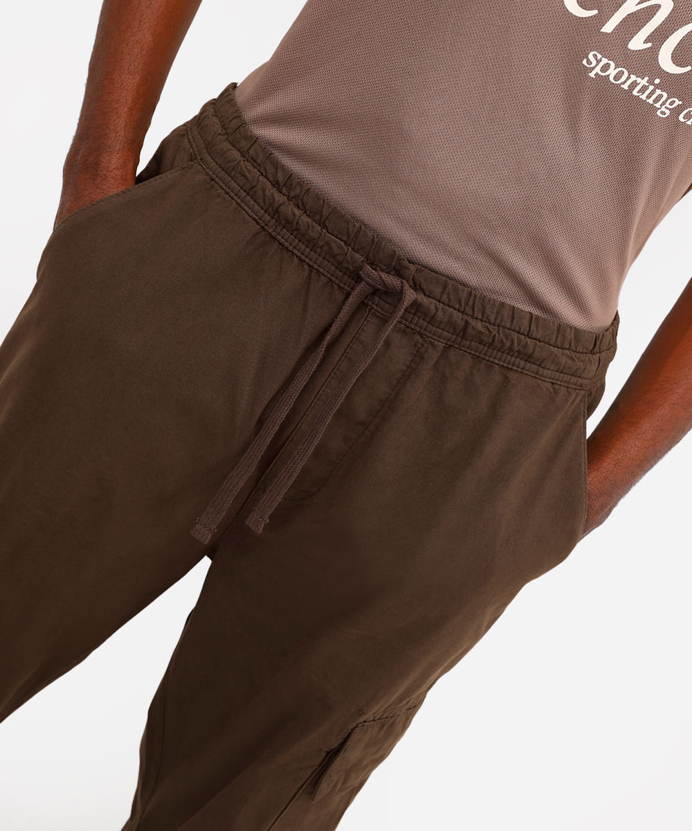 calça cargo masculina de sarja marrom