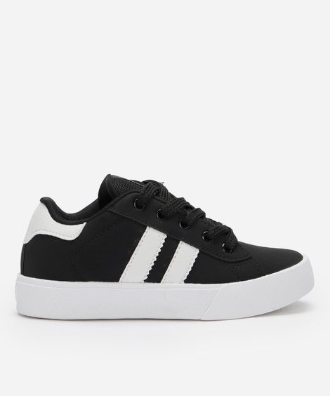 tênis infantil cano baixo com recorte ollie preto