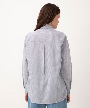 camisa listrada manga longa azul médio
