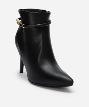 bota feminina cano curto bico fino vizzano preta