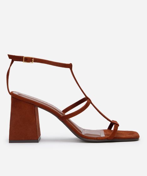 sandália gladiadora salto médio oneself marrom