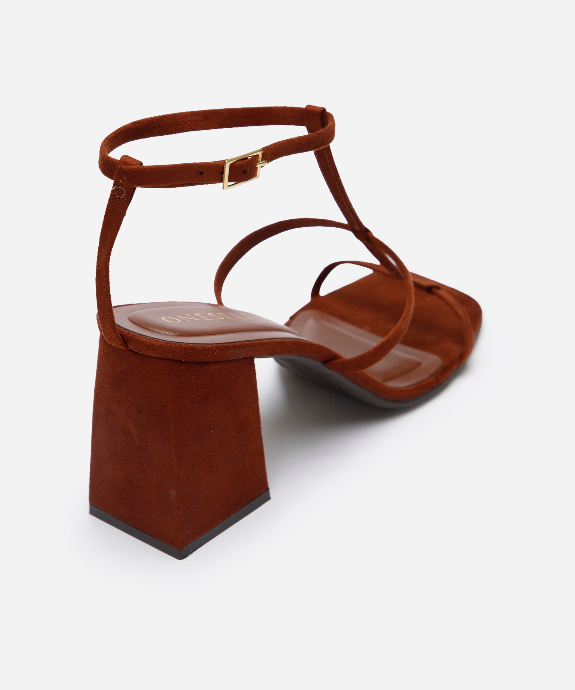 sandália gladiadora salto médio oneself marrom