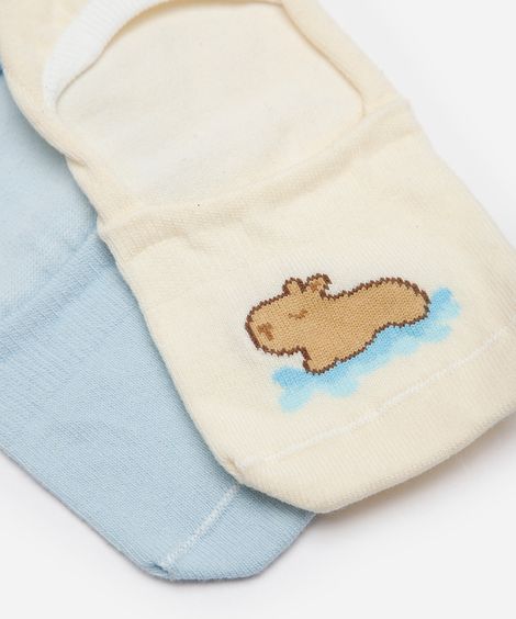 kit de 2 meias sapatilha capivara colorido