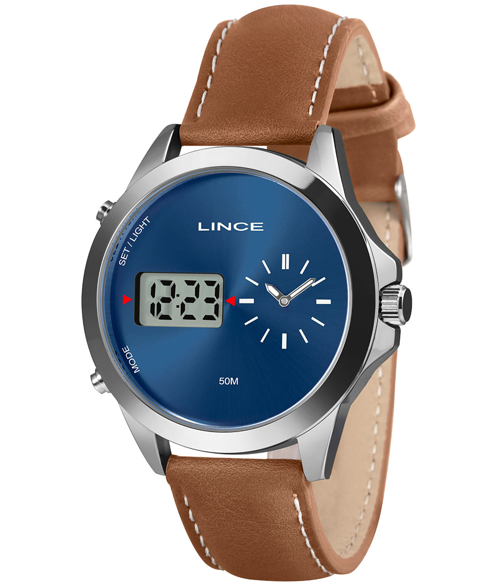 relógio masculino lince mrc4822l46d1mx analógico digital prateado