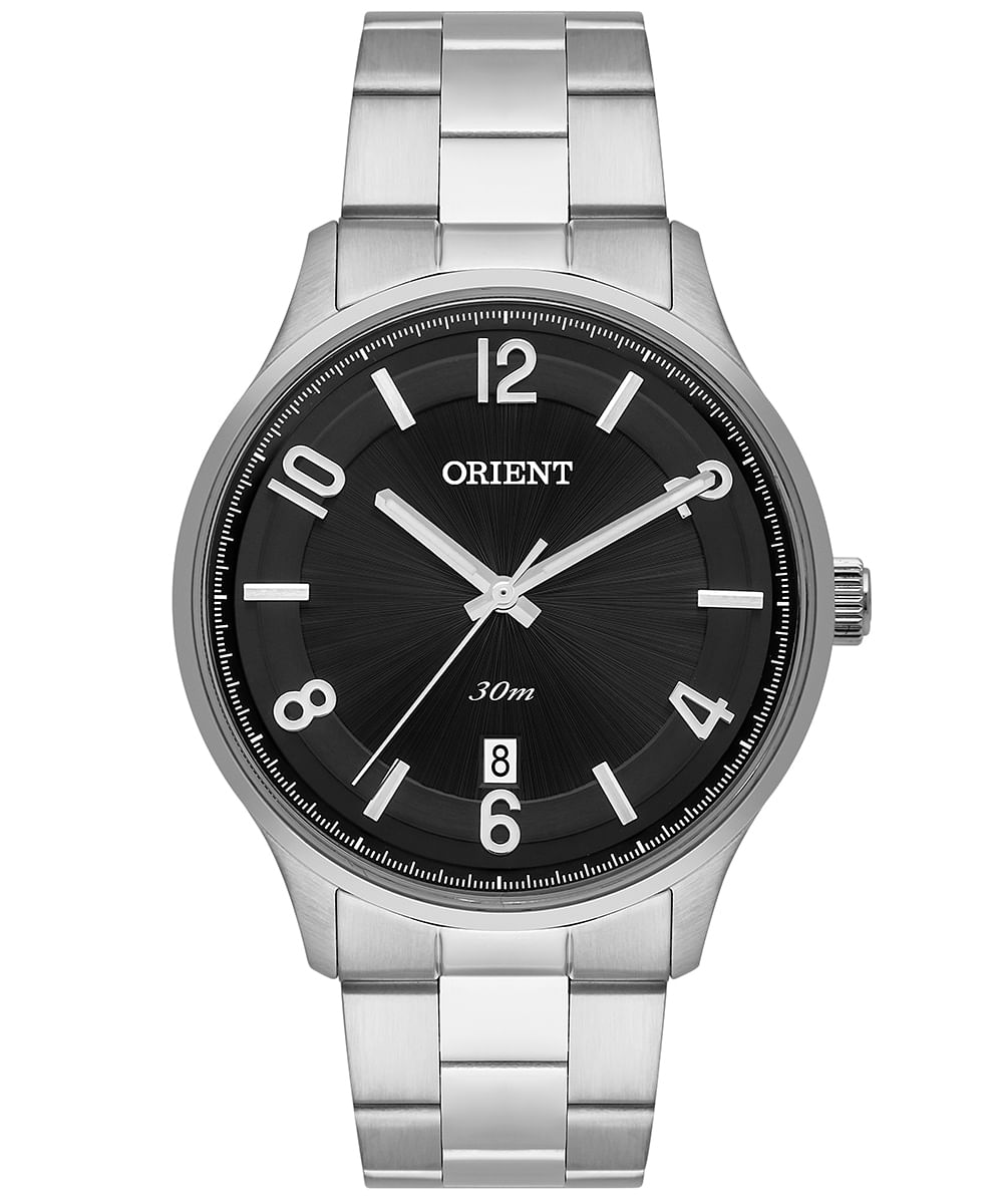 relógio masculino orient mbss1439p2sx analógico calendário prateado