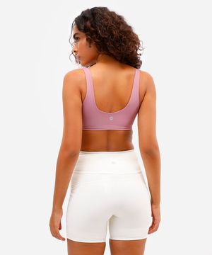 top feminino esportivo ace decote quadrado bojo removível rosa