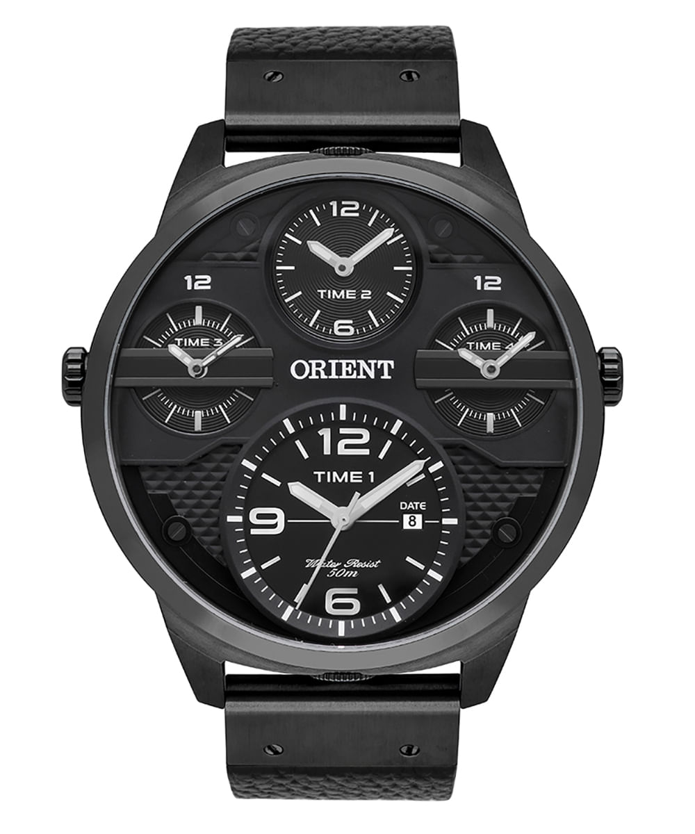 relógio masculino orient mpsct002p2px dual time preto