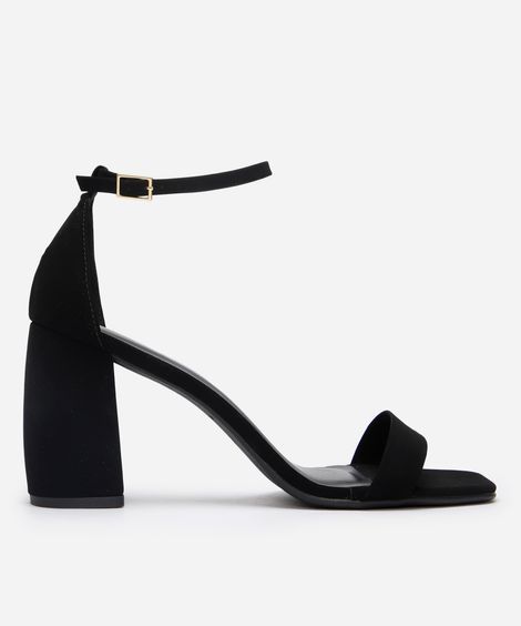 sandália bico quadrado salto bloco oneself preto