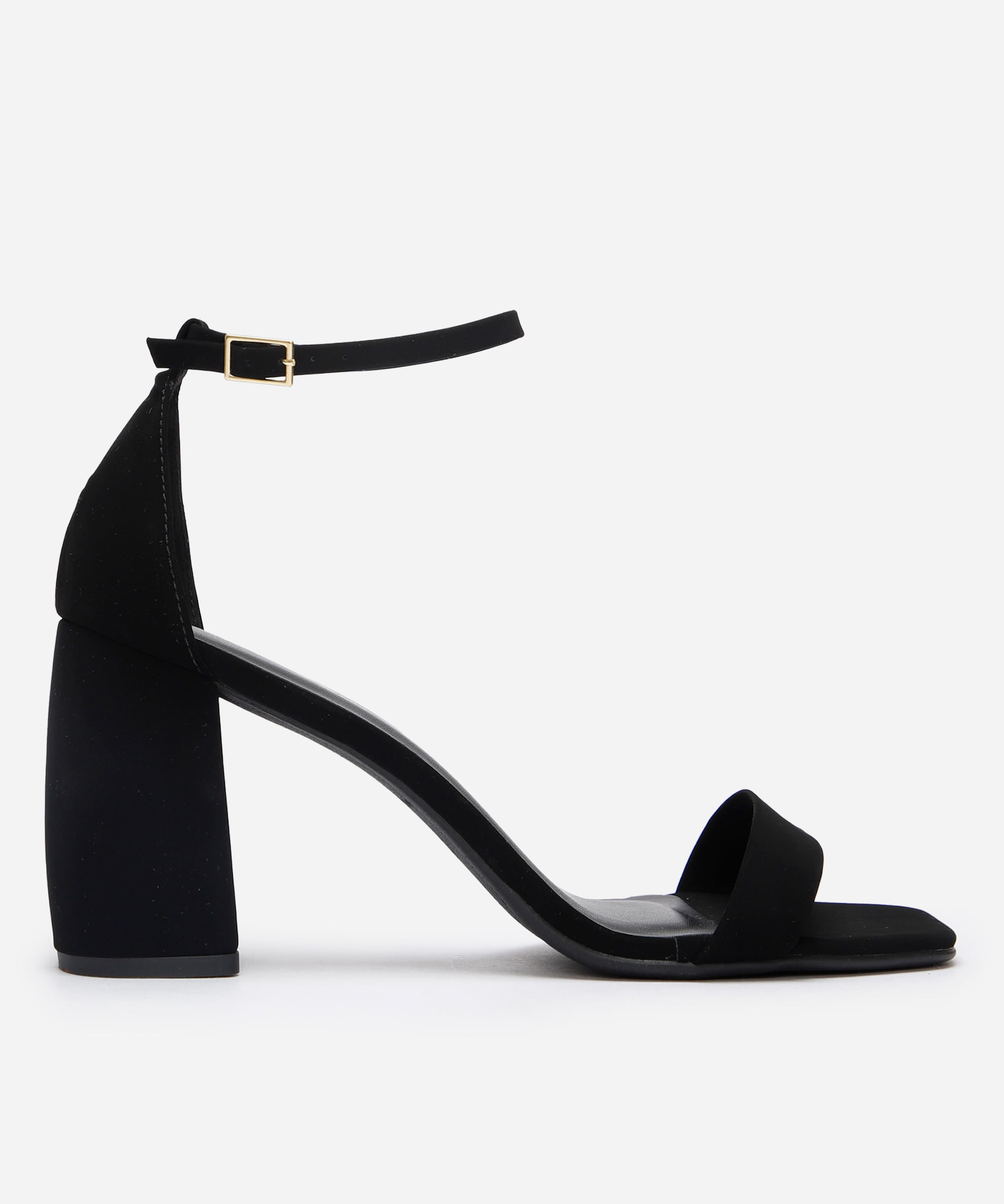 sandália bico quadrado salto bloco oneself preto