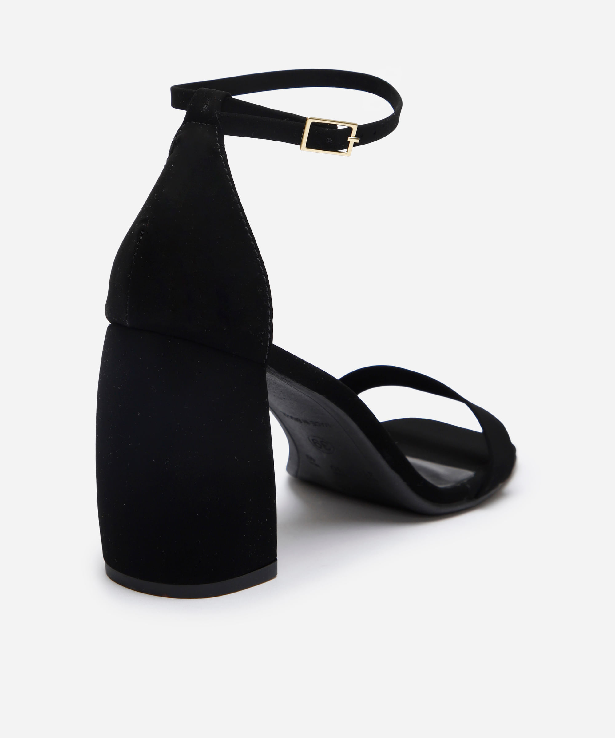 sandália bico quadrado salto bloco oneself preto