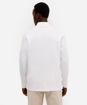 polo masculina de algodão peruano bold manga longa off white