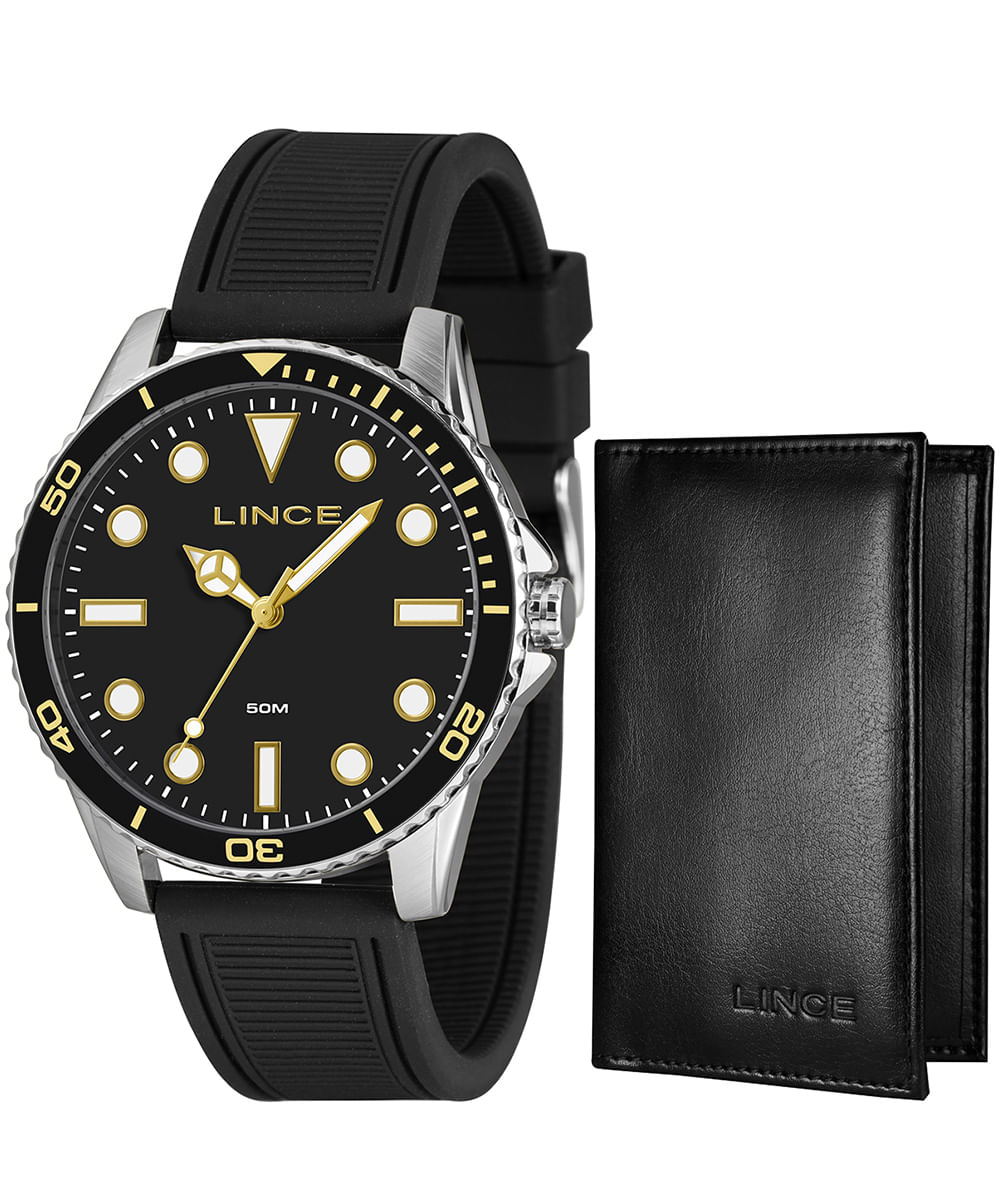 kit relógio masculino lince mrpm007l46ka9ep1px analógico prateado